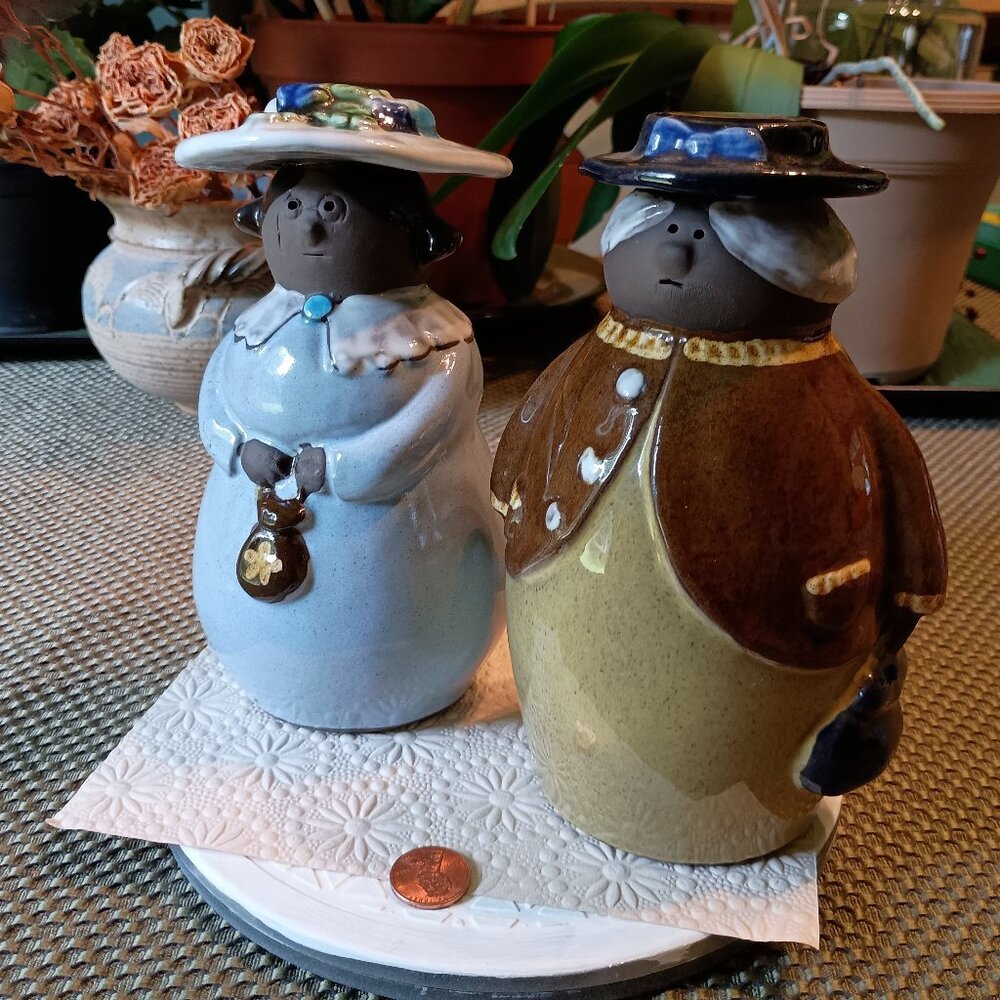 Annika Kihlman Designer JIE Vintage Sweden Lady in Hat Pottery Figurine BROWN